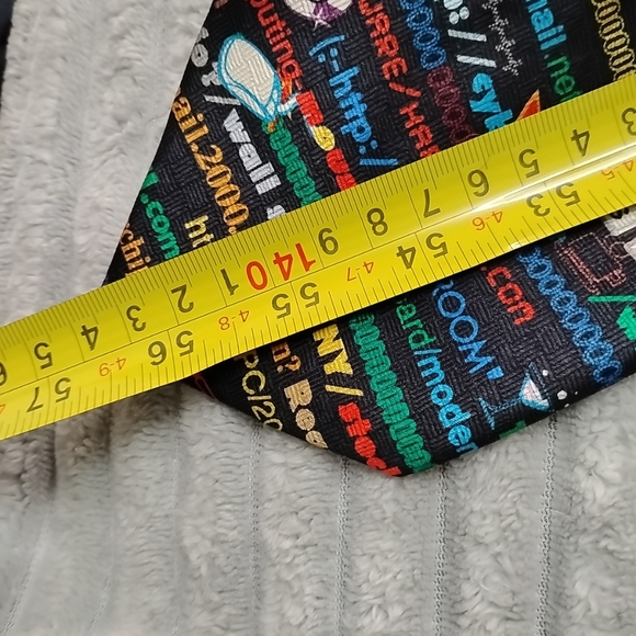 Internet URL Pattern Novelty Neck Tie - Black Multi-Color Computer Science Tech - Picture 8 of 8